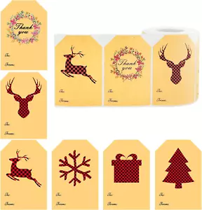 Christmas Gift Tags Stickers by ,300 P& 2 X 3 in Self Adhesive Kraft Gift Label. - Picture 1 of 5