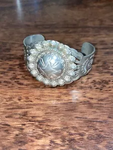 Fred Harvey Ära seltenes großes Navajo sehr detailliertes Sterling Kuppel Armband - Bild 1 von 12