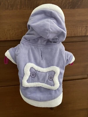 Casual Canine XS Lavender Puppy/Dog Hooded Coat Jacket w/White Faux Fur Trim - Image 1 of 4
