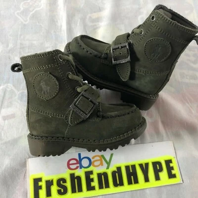 Botas Polo Ralph Lauren Ranger Hi II para niños pequeños talla 5 gamuza oliva NUEVAS Foto 1 de 4