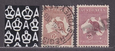 Australia Scott 96 99 VF Used 1929 6d & 2/- Kangaroos Small Multiple Watermark - Image 1 of 2