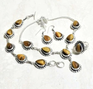 Niedliches ethnisches handgefertigtes Halskette Set Schmuck 54 Gramm US Ringgröße - 7,5 - Bild 1 von 2