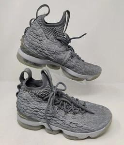 Nike Lebron 15XLGS Wolf  Gray Gold Basketball Size 8 - 897648-005 - Picture 1 of 8