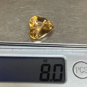 GOLDEN CITRINE 18 MM HEART CUT ALL NATURAL 8 Carats #303 - Picture 1 of 7