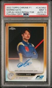 2022 Topps Chrome Forumla 1 Marino Sato Gold Refractor Auto MINT 9 AUTO 10 - Picture 1 of 2