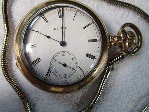 Elgin Gold gefüllte Taschenuhr mit Kette 160-24-73 - Bild 1 von 10