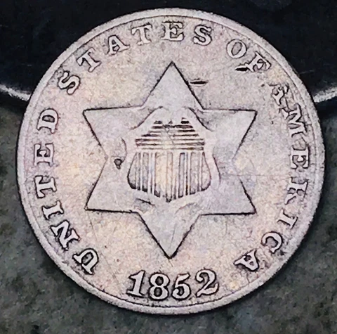 1852 Three Cent Silver Piece Trime 3c Type 1 Ungraded Choice US Coin CC18068 Cover