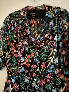 Maggy London Floral Shirt Dress Lined Maxi Short Sleeve Button Up Women's - Picture 1 of 15