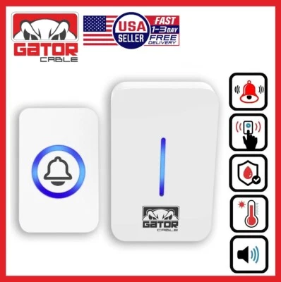 Wireless Doorbell Plug-In LED Lights Waterproof Long Range Receiver Remote LOUD - Image 1 of 4