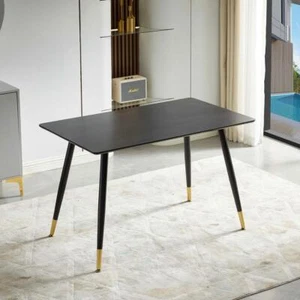 Black Modern Kitchen Dining MDF Table, Simple Style, For Dining Room Kitchen - Picture 1 of 6