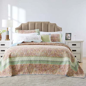 Portsmouth Bordered Reversible Bedspread and Pillow Sham Set, 3-Piece Queen - Picture 1 of 6