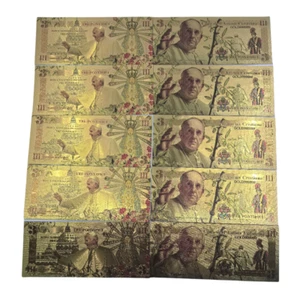 10pcs Italy Gold Banknote Pope Francis Gold Banknote Gives Fans Gifts Collection - Picture 1 of 5