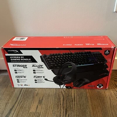 Brand New - HyperX PC Gaming Bundle w/ Keyboard, Mouse, Mouse Pad & Headphones - Image 1 of 2