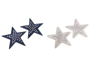 Aufbügler mit Steine Aufnäher Stern Patch Applikation Flicken Star Patches Blau - Bild 1 von 6
