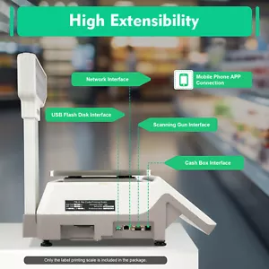 Commercial Barcode Scale With Thermal Label Printer and LCD Display New - Picture 1 of 12