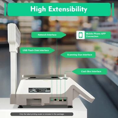Commercial Digital Price Computing Scale 66 lbs with Label Printer 110V-220V - Image 1 of 4