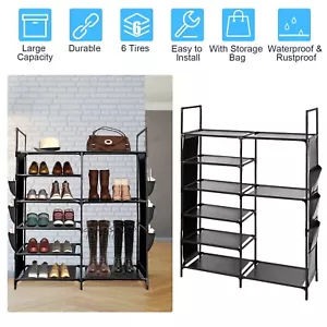 Organizador de almacenamiento de estante para zapatos de puerta de 6 niveles muebles para el hogar con bolsillos - Imagen 1 de 12