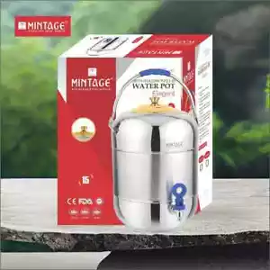 Mintage Stainless Steel 10L Water Pot Elegant Comes with Golden PVD Lid, WPE-10 - Picture 1 of 1