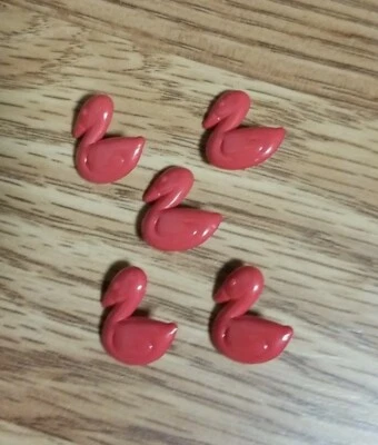 5 Red Duck Novelty Shank Buttons - Hard Plastic - Image 1 of 4