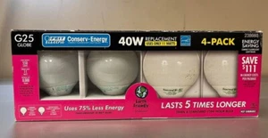 Feit Electric G25 Globe 40W Replacement Light Bulbs Use only 11W, 4-Pack Opened - Picture 1 of 1