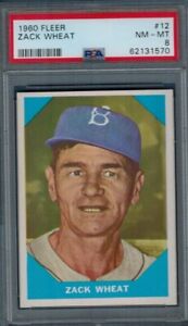 1960 Fleer #12 Zach Wheat PSA 8 NM-MT HOF Dodgers 2884 hits