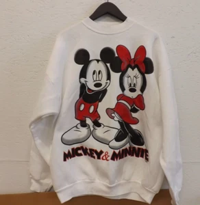 VTG 90s Disney Sweatshirt Adult XL White Mickey Minnie Mouse Jerry Leigh - Picture 1 of 8