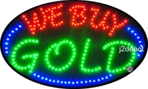 Free ship Animated We Buy Gold Led Sign neon lighted. Video inside. 21"x13-1/2" - Picture 1 of 1