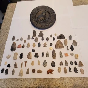 Large Arrowhead Artifact Collection w/ Yellowstone Display Case – Archaeologist - Picture 1 of 24