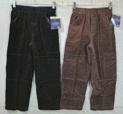 2 Faded Glory Pull On Corduroy Cargo Pants Sz Yth S 8 Elastic Waist NWT - Image 1 of 4