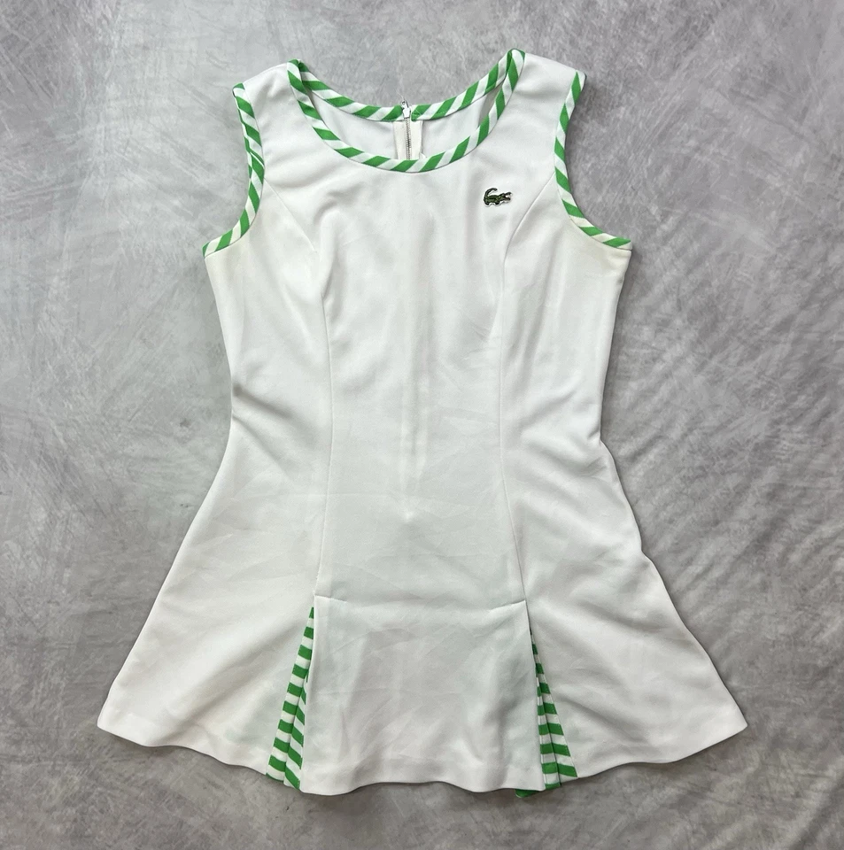 Vestido Tenis Deportivo Vintage Años 70 Lacoste Haymaker Blanco Mod Talla Pequeña Foto 1 de 4