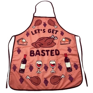 Let's Get Basted Apron Funny Turkey Day Thanksgiving Dinner Graphic Kitcken - Afbeelding 1 van 9