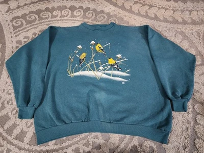 Vintage 1992 Cotton Grove LSJ Green Bird print Crew Neck Sweatshirt Size XXL - Image 1 of 4