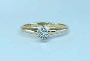 14k Vintage Marquise Solitär 0,22ct Diamant Verlobungsring 5,5 Band NR - Bild 1 von 6