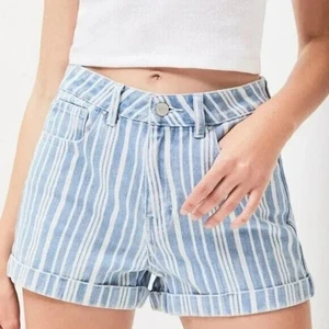 PacSun Damen Shorts Gr. 28 Yacht blau weiß gestreift Denim Bündchen Mom Short - Bild 1 von 7