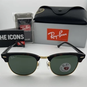 Ray-Ban RB3016 990/58 Clubmaster Havana 51mm Polarized Green Lens Sunglasses - Picture 1 of 12