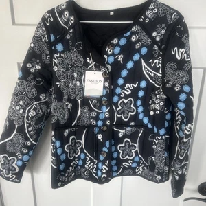 Beautiful Quilted Blazer Jacket 5 Button 2 Pockets Women’s XS MultiColor NWT - Picture 1 of 14