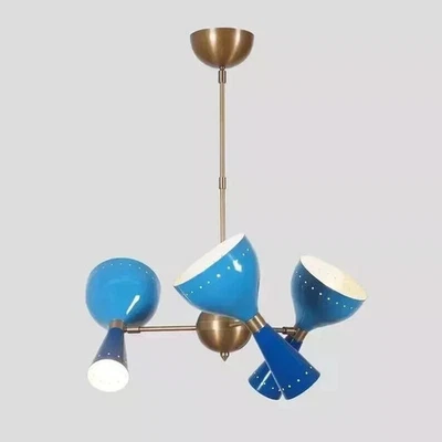 Three Arms Six Lights Bulb Brass Sputnik Chandelier Light Fixture Diabolo Lamp - Image 1 of 4