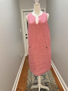 NWT J. McLaughlin Medium Rue Pink Linen Knee Length Shift Dress Lined w/pockets - Picture 1 of 5