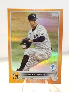 2022 Topps 1a edizione Corey Kluber rifrattore arancione /75 Yankees - Foto 1 di 2