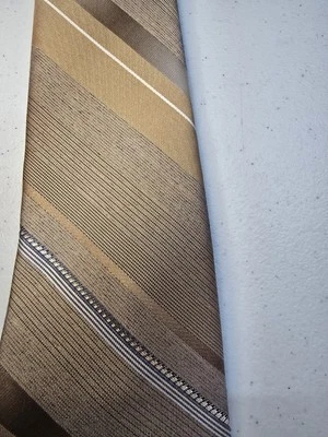 Vintage Cavalier Necktie Adult Brown Tan White Striped Tie Regimental Classic - Image 1 of 3