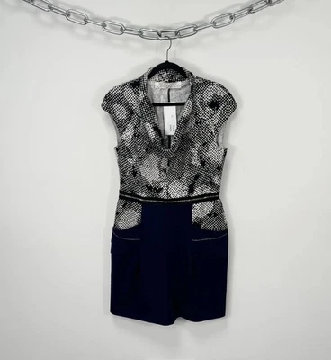 Vestido Lela Rose NUEVO CON ETIQUETAS 12US Negro Marfil Capucha Cuello Mezcla Lana Falda EE. UU. Cremallera Borde Foto 1 de 4