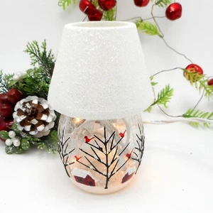 Stony Creek dekorative beleuchtete rote Scheunen Kardinäle Schnee 6" Lampe DSX26B - Bild 1 von 6