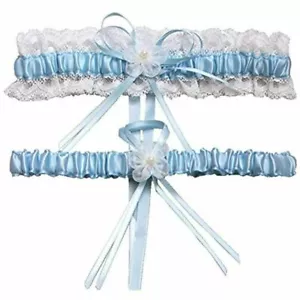 MMTTAO Wedding Garter Bridal Leg Ring Satin Bow Pearl Stretch Prom Garters Set  - Picture 1 of 3