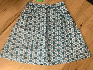NWT BODEN Linen Polka Dot Pattern SKIRT Sz 10 Regular Women Cotton Lined - Picture 1 of 5