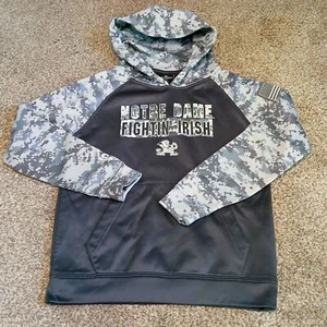 Colosseum Notre Dame Fightin Irish Military Camo Pullover Hoodie Boys Size M - Picture 1 of 5