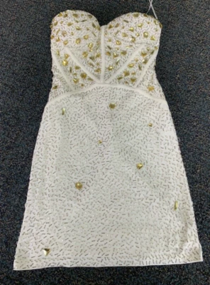 ARDEN B. WOMEN'S RHINESTONE SLEEVELESS BACK ZIPPER DRESS WHITE  SIZE XS RN 78749 - Image 1 of 4
