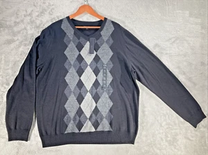 Apt 9 Sweater Men's Size XXL Black And Gray Merino Argyle V Neck New With Tags - Picture 1 of 13