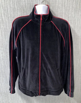 Chaqueta De Colección Roundtree And Yorke Para Hombres Terciopelo Negro/Rojo Hip Hop Talla M Foto 1 de 4