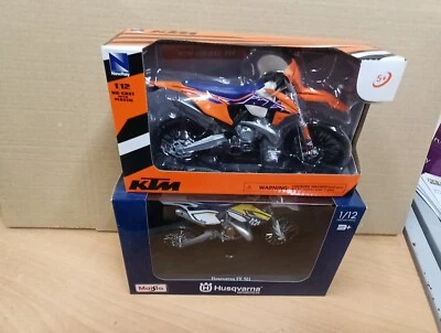 NEW RAY AND MAISTO KTM EXC 300 HUSQVARNA FE 501 1:12 Die-Cast Motocross MX Toy Model Bike