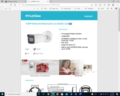 La View Security Camera, Model  LV-PB6340-VF - Image 1 of 4